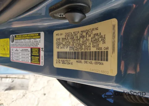 2013 Toyota Corolla S z USA, uszkodzony, nr VIN 5YFBU4EE7DP197818